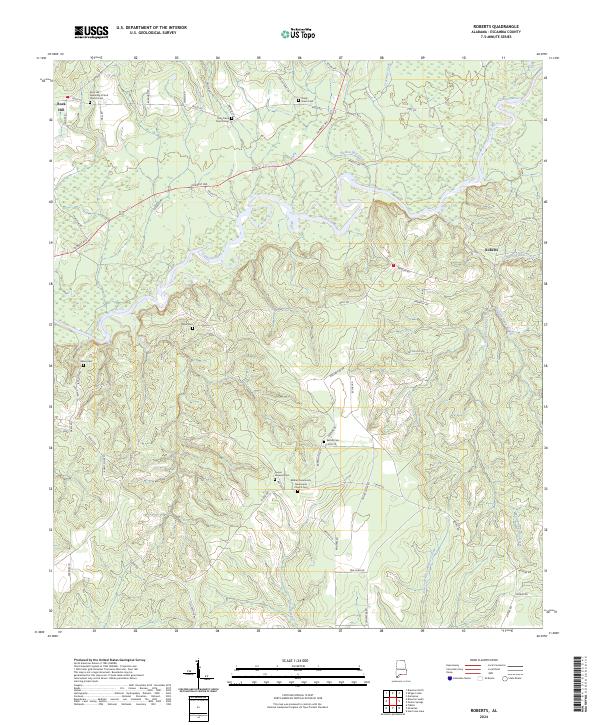 Roberts, AL — USGS 7.5-minute topo (2024)