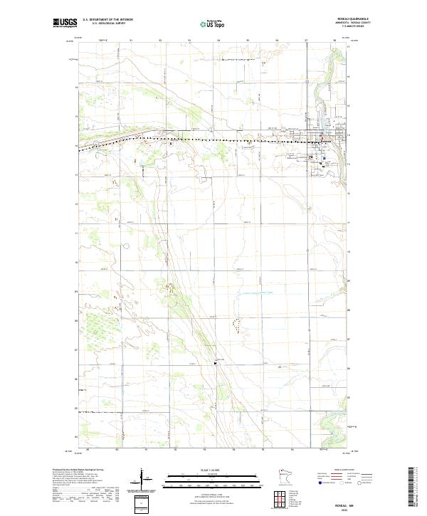 Roseau, MN — USGS 7.5-minute topo (2022)