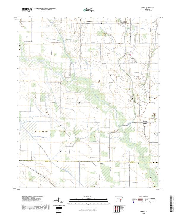 Aubrey, AR — USGS 7.5-minute topo (2024)