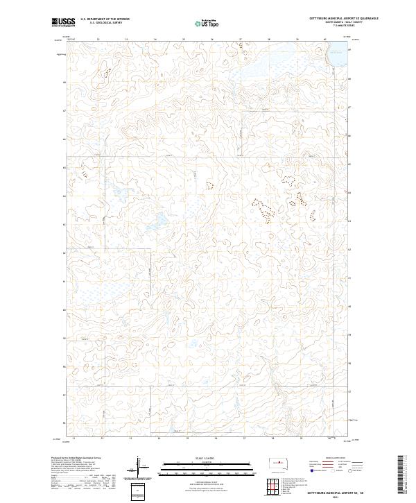 Gettysburg Municipal Airport SE, SD — USGS 7.5-minute topo (2021)