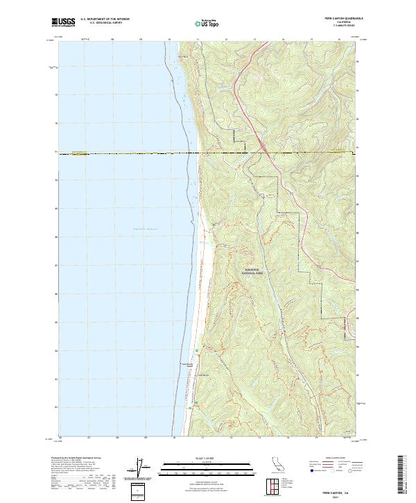 Fern Canyon, CA — USGS 7.5-minute topo (2021)