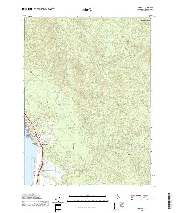 Crannell, CA — USGS 7.5-minute topo (2021)