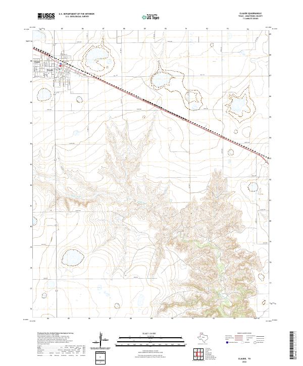 Claude, TX — USGS 7.5-minute topo (2022)