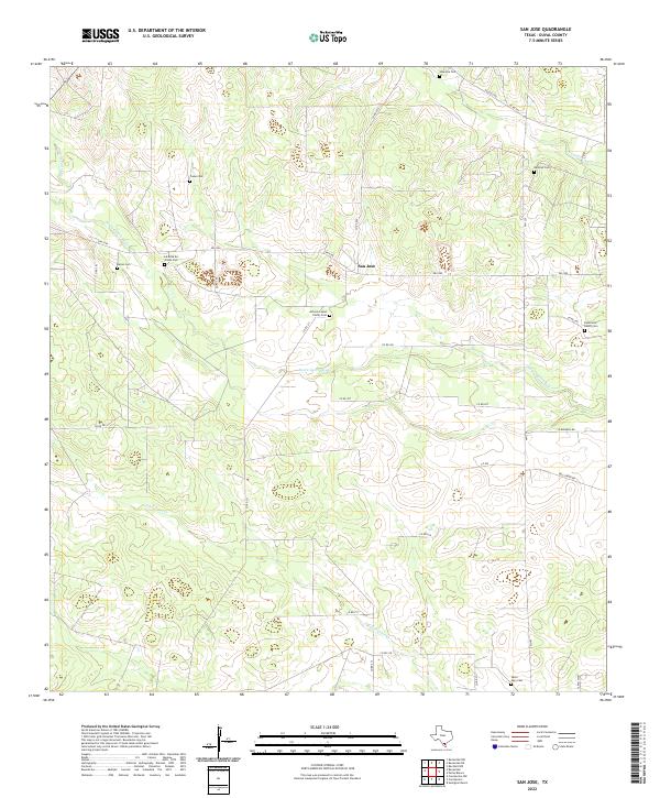 San Jose, TX — USGS 7.5-minute topo (2022)