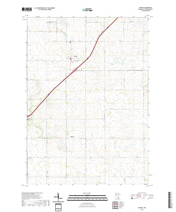 Dexter, MN — USGS 7.5-minute topo (2022)