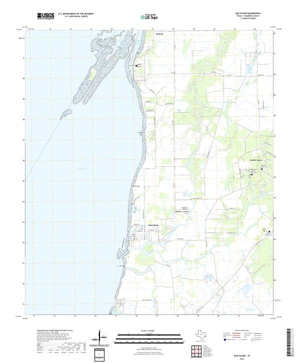 Oak Island, TX — USGS 7.5-minute topo (2022)