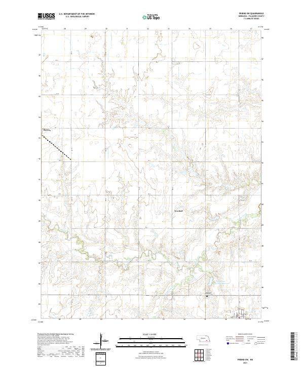 Friend SW, NE — USGS 7.5-minute topo (2021)