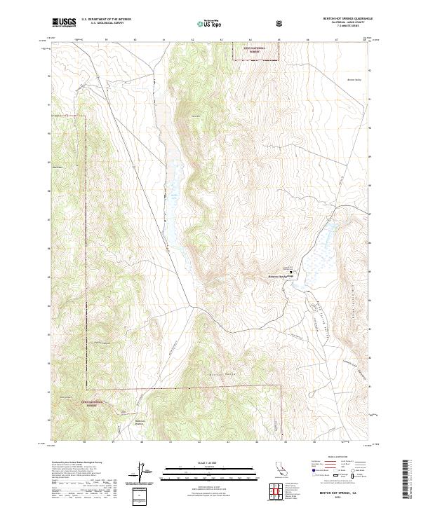 Benton Hot Springs, CA — USGS 7.5-minute topo (2021)