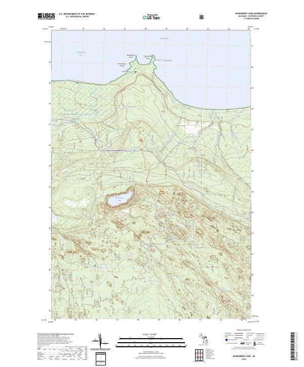 McNearney Lake, MI — USGS 7.5-minute topo (2023)