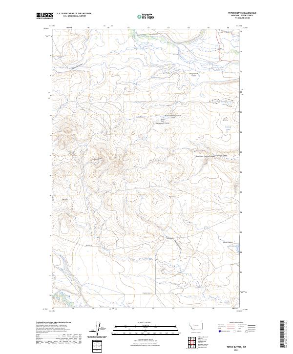 Teton Buttes, MT — USGS 7.5-minute topo (2024)