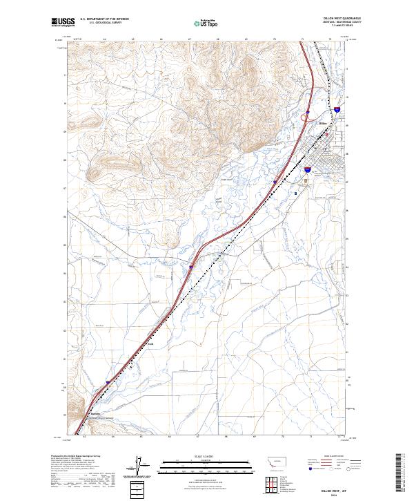 Dillon West, MT — USGS 7.5-minute topo (2024)