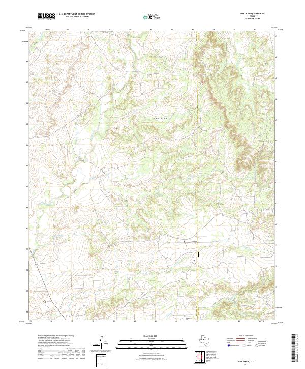 Dam Draw, TX — USGS 7.5-minute topo (2022)