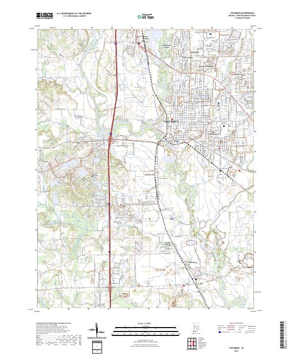 Columbus, IN — USGS 7.5-minute topo (2022)