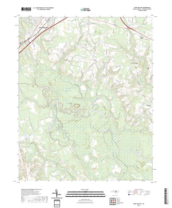 Four Oaks NE, NC — USGS 7.5-minute topo (2022)