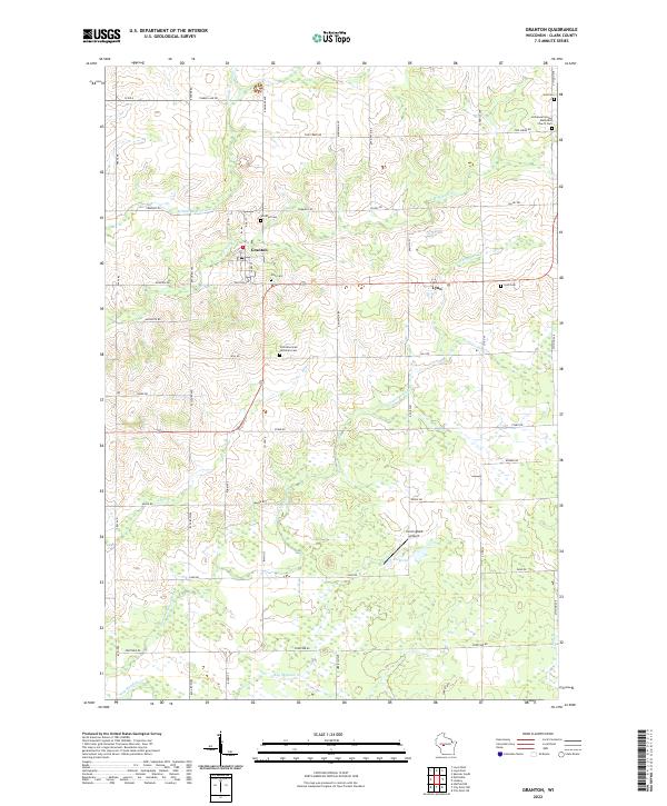Granton, WI — USGS 7.5-minute topo (2022)
