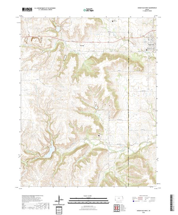 Cedar Vale West, KS — USGS 7.5-minute topo (2022)