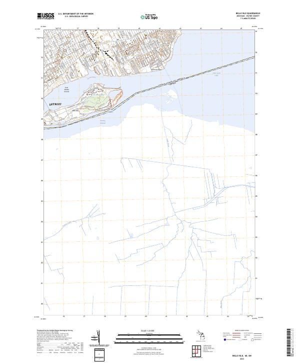 Belle Isle, MI-ON — USGS 7.5-minute topo (2023)