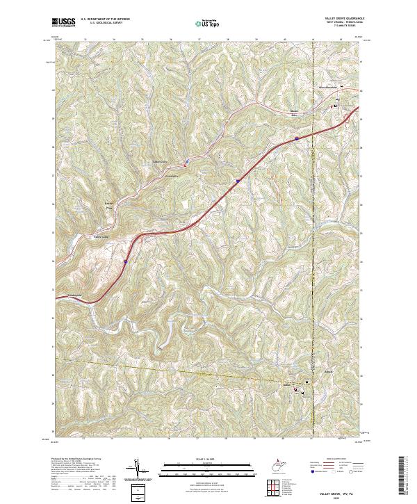 Valley Grove, WV-PA — USGS 7.5-minute topo (2023)