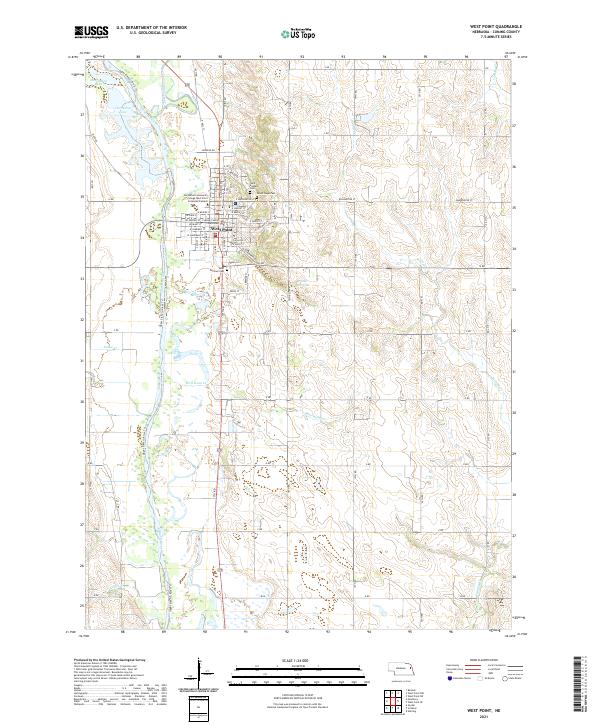 West Point, NE — USGS 7.5-minute topo (2021)