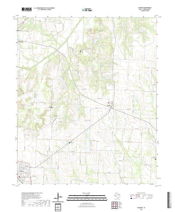 Leonard, TX — USGS 7.5-minute topo (2022)