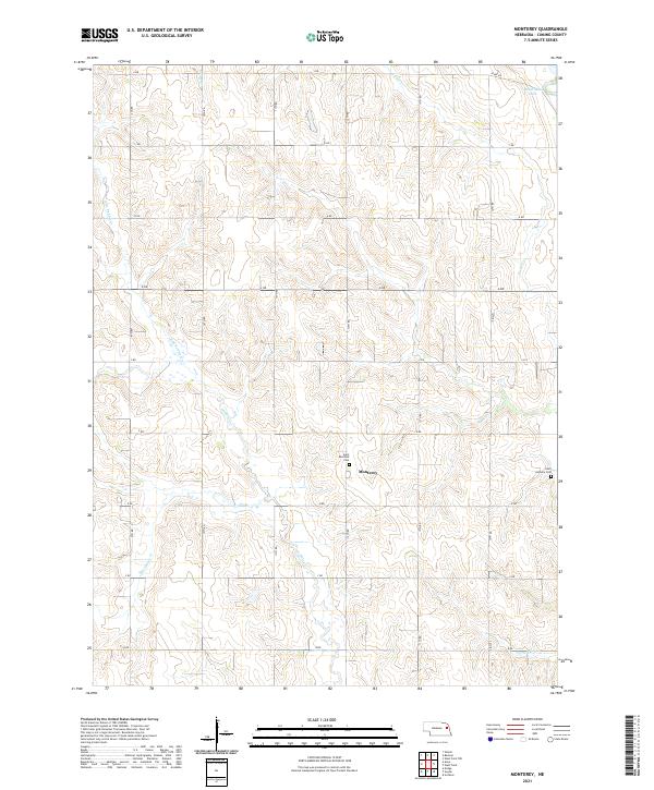 Monterey, NE — USGS 7.5-minute topo (2021)