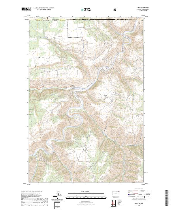 Troy, OR-WA — USGS 7.5-minute topo (2023)