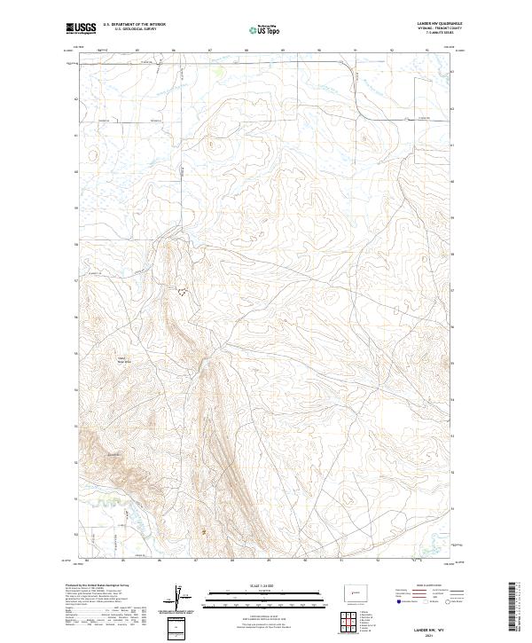Lander NW, WY — USGS 7.5-minute topo (2021)