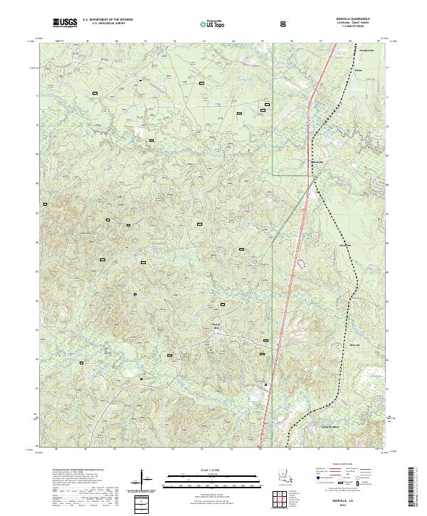 Mudville, LA — USGS 7.5-minute topo (2024)