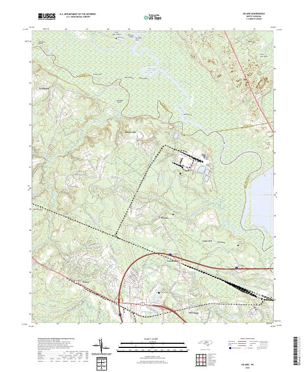 Leland, NC — USGS 7.5-minute topo (2022)