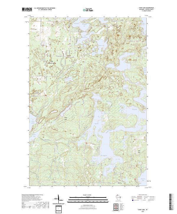 Chief Lake, WI — USGS 7.5-minute topo (2023)