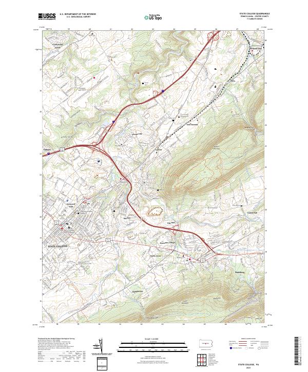 State College, PA — USGS 7.5-minute topo (2023)