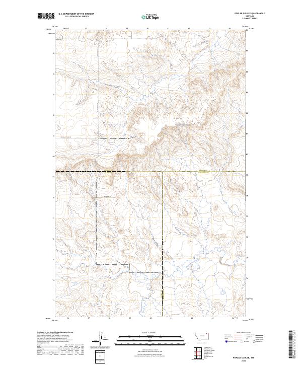 Poplar Coulee, MT — USGS 7.5-minute topo (2024)