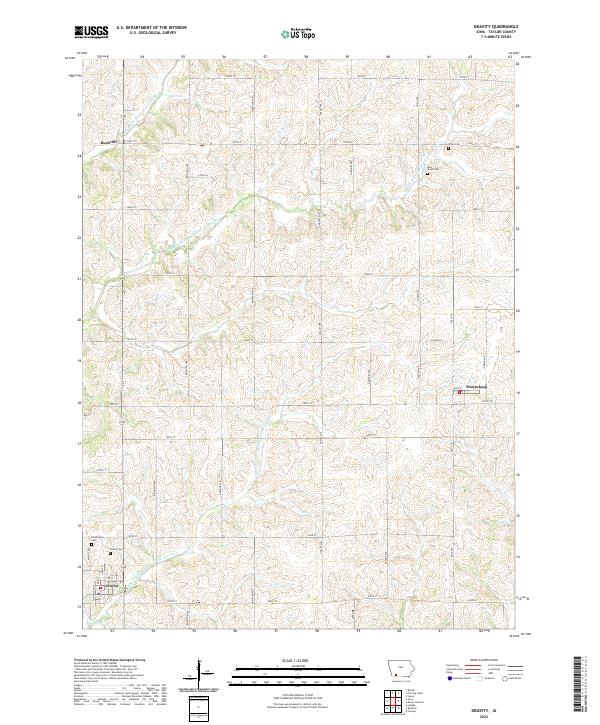 Gravity, IA — USGS 7.5-minute topo (2022)