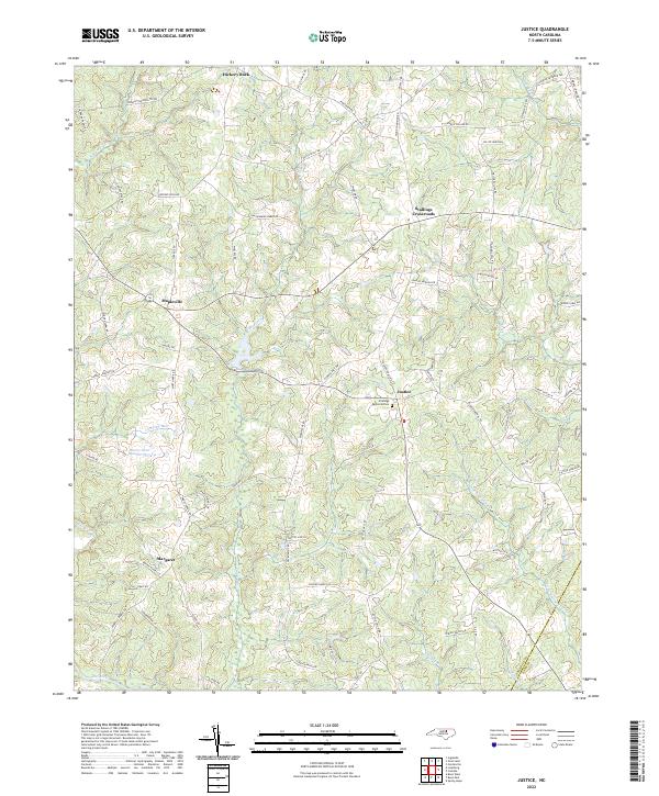 Justice, NC — USGS 7.5-minute topo (2022)
