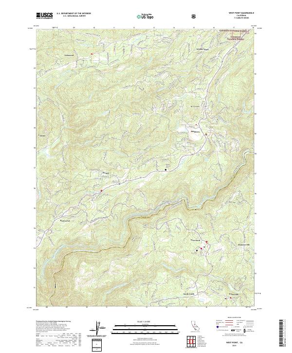 West Point, CA — USGS 7.5-minute topo (2021)