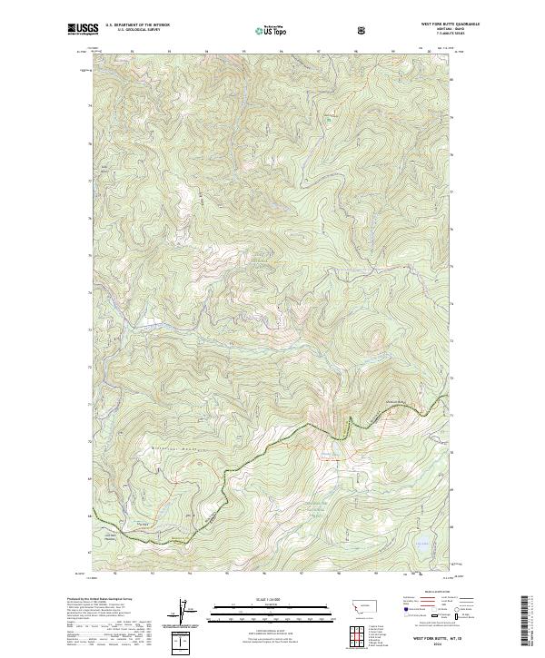 West Fork Butte, MT-ID — USGS 7.5-minute topo (2024)