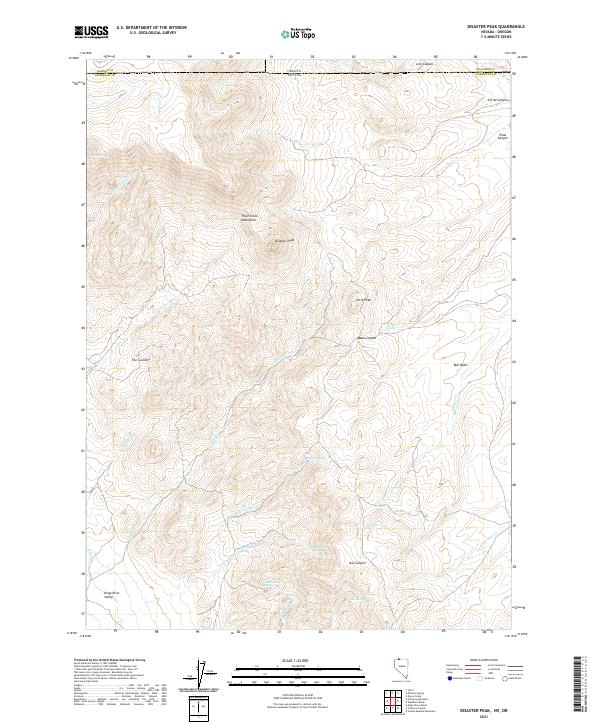 Disaster Peak, NV-OR — USGS 7.5-minute topo (2021)