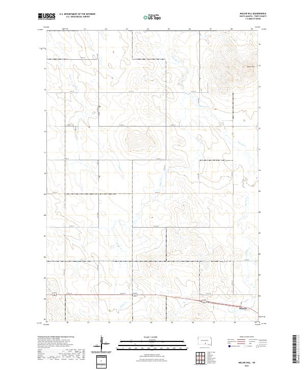 Miller Hill, SD — USGS 7.5-minute topo (2021)