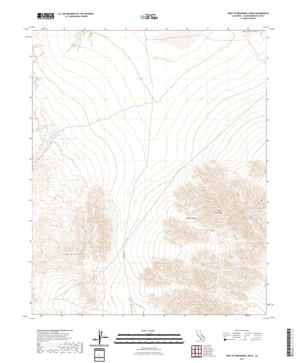 West of Broadwell Mesa, CA — USGS 7.5-minute topo (2021)