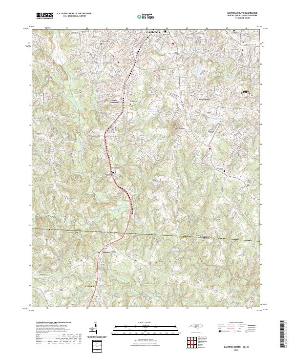 Gastonia South, NC-SC — USGS 7.5-minute topo (2022)
