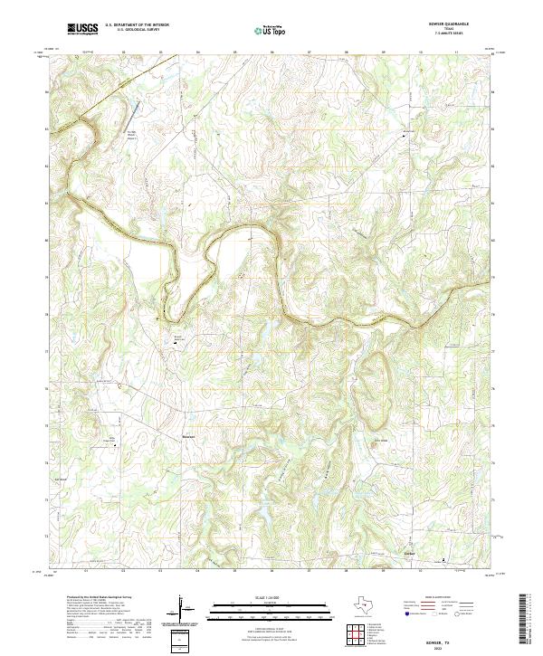 Bowser, TX — USGS 7.5-minute topo (2022)