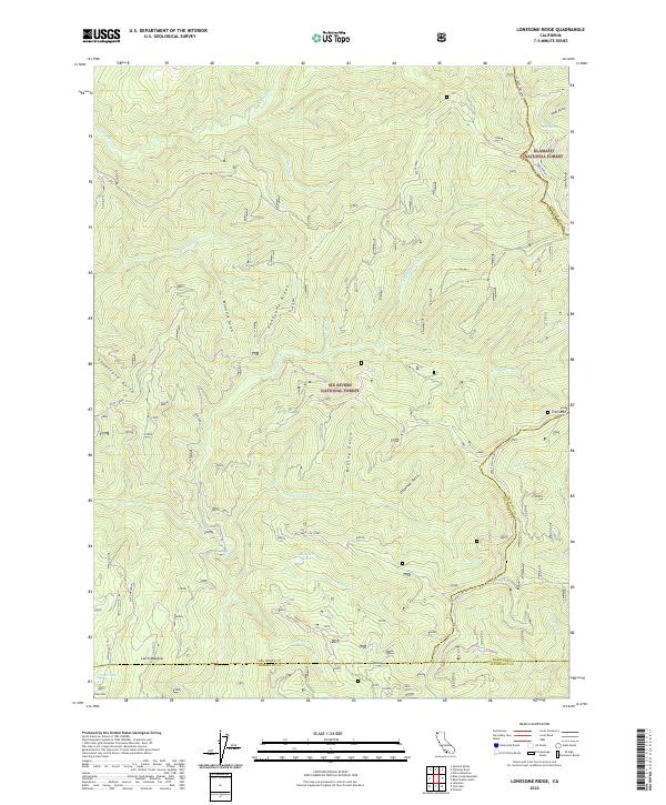 Lonesome Ridge, CA — USGS 7.5-minute topo (2022)
