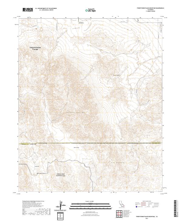 Twentynine Palms Mountain, CA — USGS 7.5-minute topo (2021)