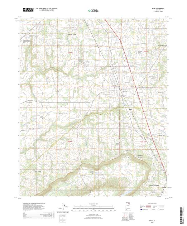 Boaz, AL — USGS 7.5-minute topo (2026)