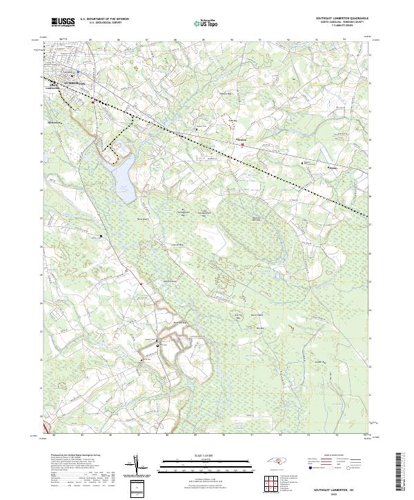 Southeast Lumberton, NC — USGS 7.5-minute topo (2022)
