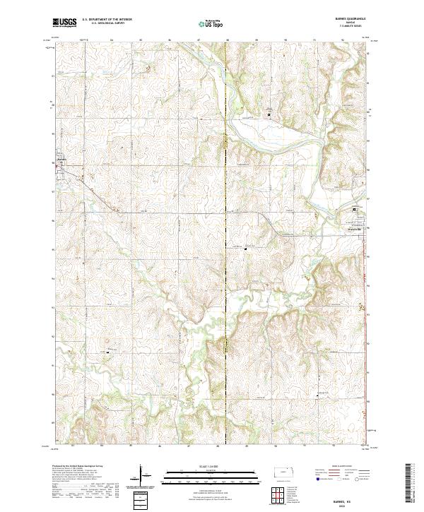 Barnes, KS — USGS 7.5-minute topo (2022)