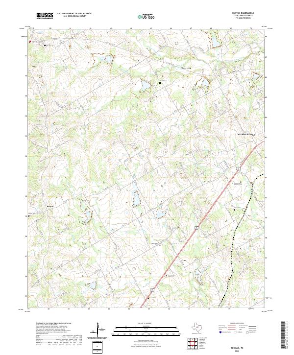 Bunyan, TX — USGS 7.5-minute topo (2022)