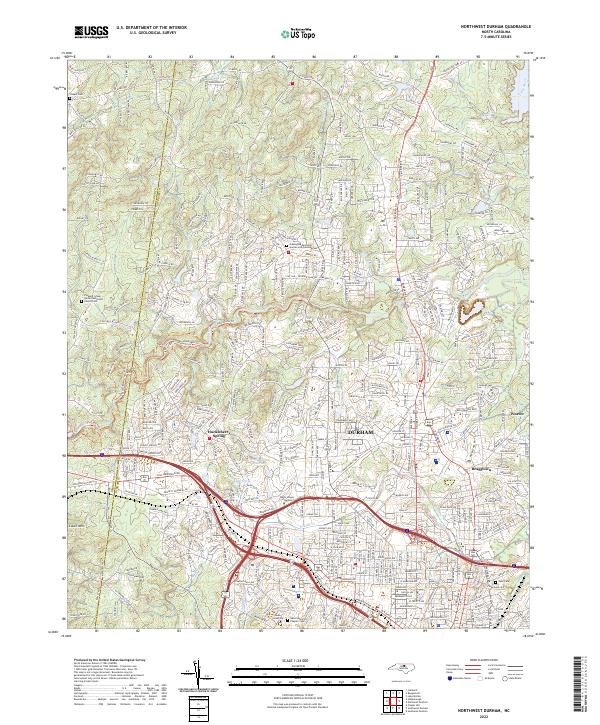 Northwest Durham, NC — USGS 7.5-minute topo (2022)