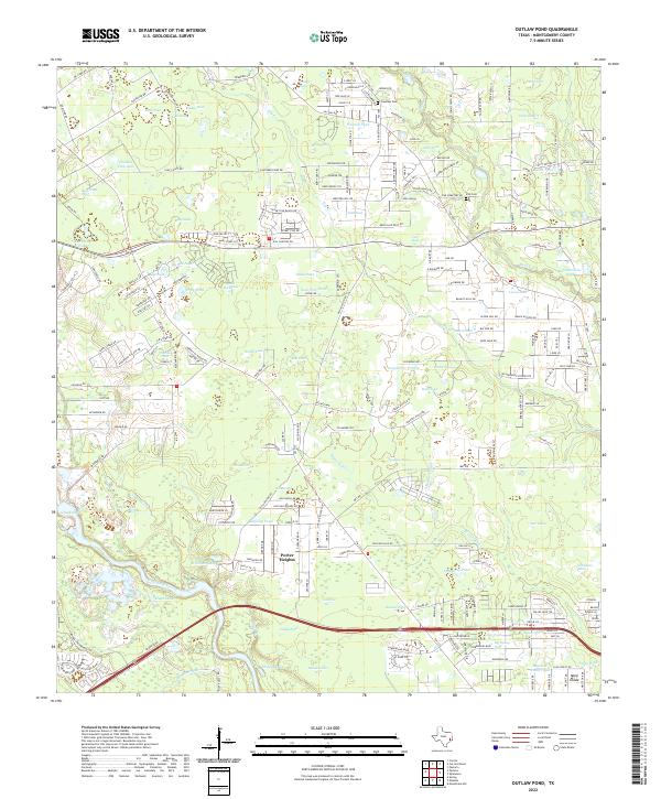 Outlaw Pond, TX — USGS 7.5-minute topo (2022)