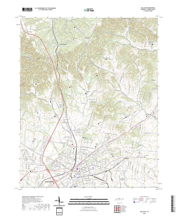Gallatin, TN — USGS 7.5-minute topo (2022)